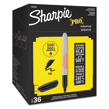 Sharpie Industrial Permanent Marker, Fine Bullet Tip, Black, PK36 2003898